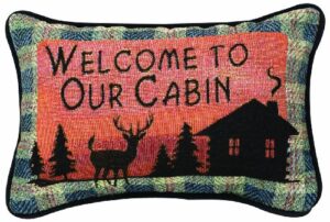 manual bear lodge throw pillow, 12.5 x 8.5-inch, welcome to our cabin