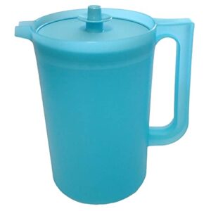 tupperware 2 quart pitcher in spa blue with push button seal new