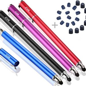 Bargains Depot Capacitive Stylus/Styli 2-in-1 Universal Touch Screen Pen for All Touch Screen Tablets & Cell Phones with 20 Extra Replaceable Soft Rubber Tips (Pack of 4)