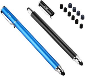 bargains depot (2 pcs)[0.18-inch fine tip ] stylus touch screen pens 5.5" l perfect for drawing handwriting gaming compatiable with apple ipad iphone samsung tablets and all other touch screens come with 10 extra rubber tips