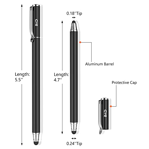 Bargains Depot (2 Pcs)[0.18-inch Fine Tip ] Stylus Touch Screen Pens 5.5" L Perfect for Drawing Handwriting Gaming Compatiable with Apple iPad iPhone Samsung Tablets and all Other Touch Screens Come with 10 Extra Rubber Tips