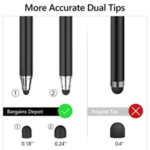 Bargains Depot (2 Pcs)[0.18-inch Fine Tip ] Stylus Touch Screen Pens 5.5" L Perfect for Drawing Handwriting Gaming Compatiable with Apple iPad iPhone Samsung Tablets and all Other Touch Screens Come with 10 Extra Rubber Tips