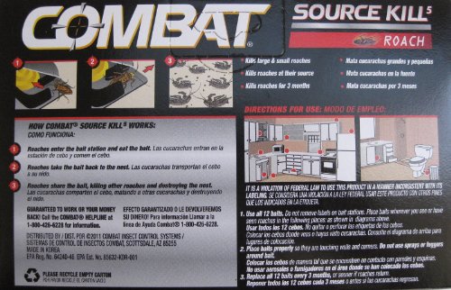 Combat Source Kill 5, Kills Small & Large Roaches at Their Source, Kills Roaches for 3 Months, 12 Bait Stations