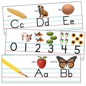 carson dellosa alphabet and number line bulletin board set—alphabet chart with upper and lowercase letters, numbers 0-10, bulletin board decorations for homeschool or classroom decor (11 pc)