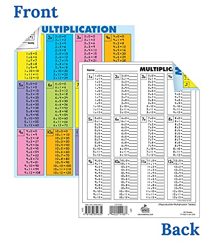 Carson Dellosa Dual-Sided Multiplcation Tables Chart with Practice Evaluation, Educational Multiplaction Chart, All Facts to 12, Classroom Decor Math Wall Poster, 30ct Jumbo Pad - 8.5" x 11"