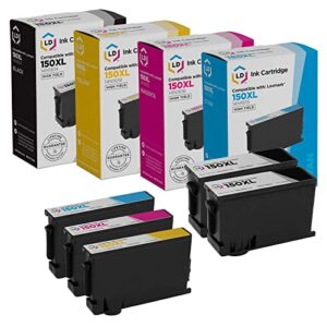ld products compatible ink cartridge replacement for lexmark 150xl high yield (2 black, 1 cyan, 1 magenta, 1 yellow, 5-pack)
