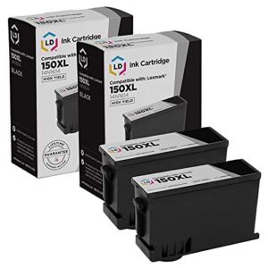 ld products compatible ink cartridge replacement for lexmark 150xl 14n1614 high yield (black, 2-pack)