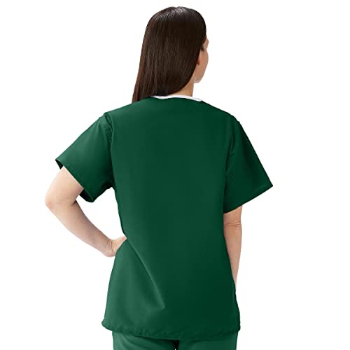 Medline ComfortEase Unisex Reversible Scrub Top, 2 Pockets, Evergreen, Size Large