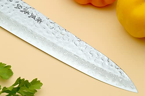 Yoshihiro VG10 16 Layer Hammered Damascus Gyuto Japanese Chefs Knife (8.25'' (210mm))