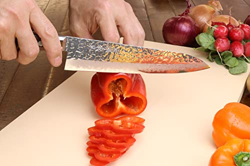 Yoshihiro VG10 16 Layer Hammered Damascus Gyuto Japanese Chefs Knife (8.25'' (210mm))
