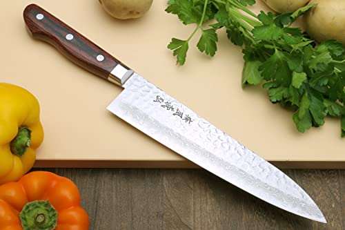 Yoshihiro VG10 16 Layer Hammered Damascus Gyuto Japanese Chefs Knife (8.25'' (210mm))