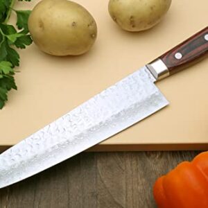 Yoshihiro VG10 16 Layer Hammered Damascus Gyuto Japanese Chefs Knife (8.25'' (210mm))