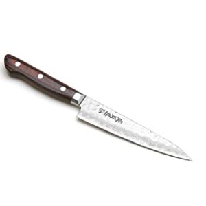 Yoshihiro VG-10 16 Layer Hammered Damascus Stainless Steel Petty Utility Knife (5.3'' (135mm))