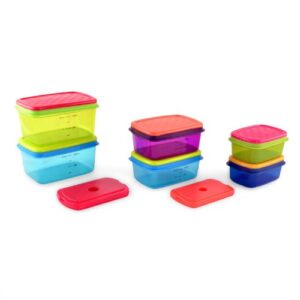 Fit & Fresh Kids' Healthy Lunch Set, 14-Piece Value Reusable Container Set with Removable Ice Packs, Leak-Proof, BPA-Free, Portion Control