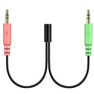 D & K Exclusives Headphone Mic Splitter Adapter for Laptop Dual 3.5mm Male to 3.5mm Female Headphone Mic Audio Y Splitter Cable Smartphone Computer Headset to PC Adapter