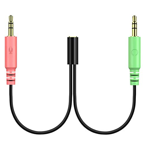 D & K Exclusives Headphone Mic Splitter Adapter for Laptop Dual 3.5mm Male to 3.5mm Female Headphone Mic Audio Y Splitter Cable Smartphone Computer Headset to PC Adapter