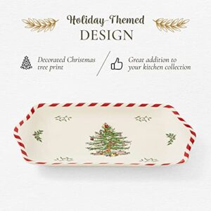 Spode Christmas Tree Peppermint Dessert Tray | Porcelain | 12-Inches | Appetizer, Charcuterie, Food, Snack, and Dessert Platters | Holiday Serving Tray