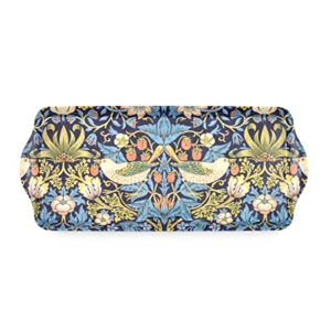 pimpernel morris & co strawberry thief blue collection sandwich tray | serving platter | crudité and appetizer tray for indoor and outdoor use, made of melamine, measures 15.1" x 6.5", dishwasher safe