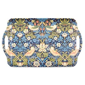 pimpernel morris & co strawberry thief blue large handled tray | serving tray for lunch, coffee, or breakfast | made of melamine for indoor and outdoor use | measures 18.9" x 11.6" | dishwasher safe
