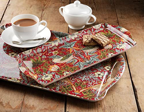 Pimpernel Morris & Co Strawberry Thief Red Collection Sandwich Tray | Serving Platter | Crudité and Appetizer Tray for Indoor and Outdoor use, Made of Melamine, Measures 15.1" x 6.5", Dishwasher Safe