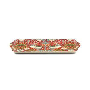 Pimpernel Morris & Co Strawberry Thief Red Collection Sandwich Tray | Serving Platter | Crudité and Appetizer Tray for Indoor and Outdoor use, Made of Melamine, Measures 15.1" x 6.5", Dishwasher Safe