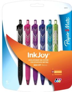 paper mate inkjoy 300rt retractable ballpoint pen, medium point, assorted colors, 6-count