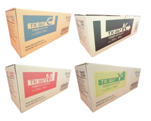 Kyocera TASKalfa 300ci Toner Cartridge Set (OEM) Black, Cyan, Magenta, Yellow