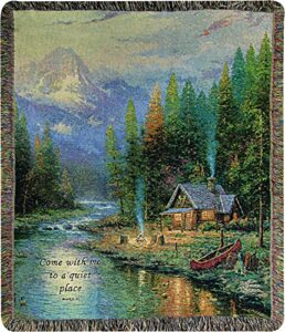 manual woodworkers & weavers tapestry throw, thomas kinkade end of a perfect day, 50 x 60