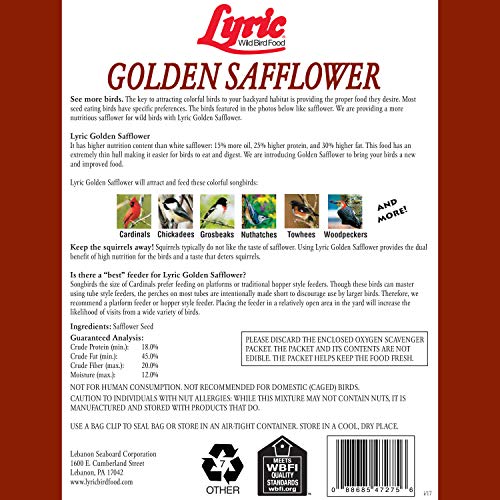 Lyric 2647444 5 lb. Golden Safflower Seed, 5 Pound (Pack of 1)