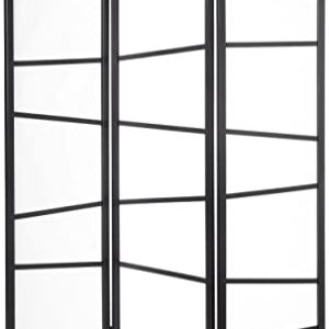 Roundhill Furniture 3-Panel Screen Room Divider, Black