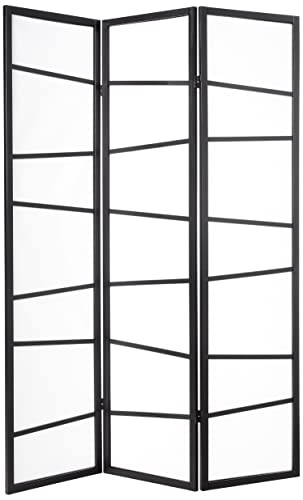 Roundhill Furniture 3-Panel Screen Room Divider, Black