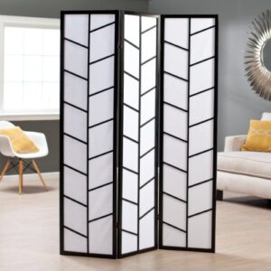 Roundhill Furniture 3-Panel Climbing Screen Room Divider, Black