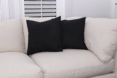 Deluxe Comfort Microsuede Throw Pillows, 16" by 16", Black 2 Count