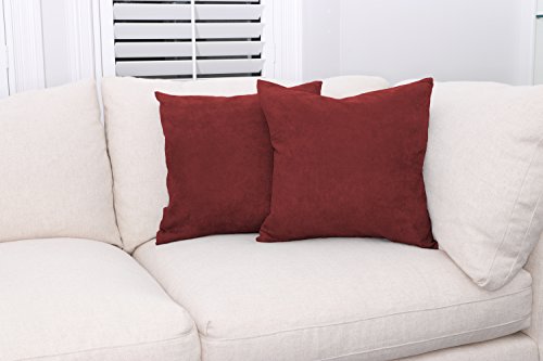 Deluxe Comfort Microsuede Throw-Pillows, 16" by 16", Red 2 Count