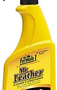 Formula 1 Mr. Leather Cleaner and Conditioner Spray, Enriched Leather Conditioner for Car Interior, Shoes & More, Car Upholstery Cleaner to Shine & Protect, Car Cleaning Supplies, 16 oz