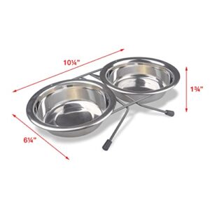 Van Ness Pets Raised Double Dish Feeder with Wire Rack For Cats And Small Dogs, with (2) 8 OZ Food And Water Bowls