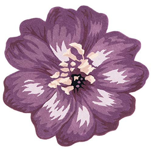 SAFAVIEH Novelty Collection 4' Round Lilac NOV254A Handmade Boho Flower Premium Wool Area Rug