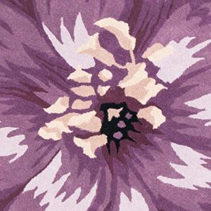 SAFAVIEH Novelty Collection 4' Round Lilac NOV254A Handmade Boho Flower Premium Wool Area Rug