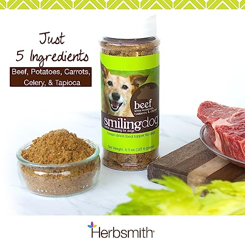 Herbsmith Kibble Seasoning – Freeze Dried Beef – DIY Raw Coated Kibble Mixer - Dog Food Topper for Picky Eaters, 4.5 oz (Packaging May Vary)