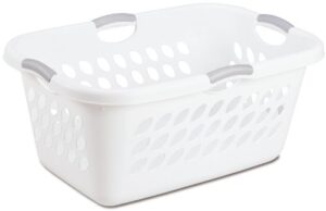 sterilite 12158006 2 bushel/ 71 liter ultra laundry basket, white basket w/ titanium inserts, 6-pack