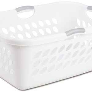 Sterilite 12158006 2 Bushel/ 71 Liter Ultra Laundry Basket, White Basket w/ Titanium Inserts, 6-Pack