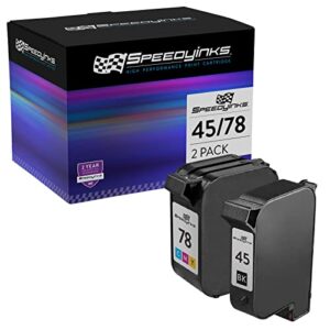 speedyinks remanufactured ink cartridgecompatible replacements for hp 45 & hp 78 (1 black, 1 color, 2-packs) for deskjet 990cxi 990cse 995 995c 995ck | fax 1220 1220xi | officejet g55 g55xi g85 g85xi