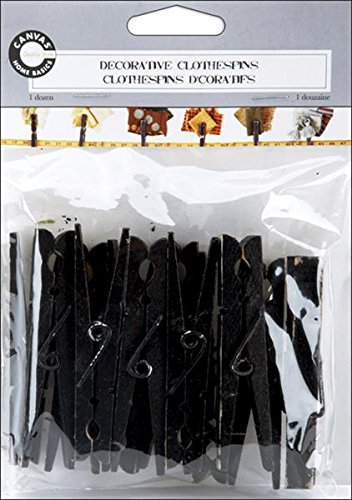 Decorative Clothespins Black 3.5 inch Long by 5/8 inch wide, 12 Count