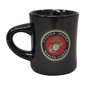 M. Cornell, Inc. United States Marine Corps Decal Logo Black 8 Ounce Stoneware Military Branch Diner Mug