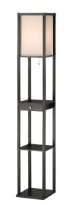 adesso parker floor lamp – tall lighting equipment with 3 storage shelves and 1 drawer. mdf made, smart switch compatible. tools and home improvement