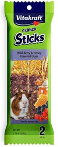 vitakraft guinea pig wild berries & honey treats sticks glazed with yogurt 2 pack, 3.75 ounce