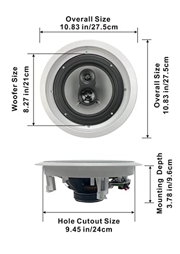 Acoustic Audio by Goldwood CS-IC83 8” 3-Way In Ceiling Home Theater Speaker System (White, 5 Speakers)