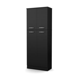 south shore axess 4-door storage pantry, pure black