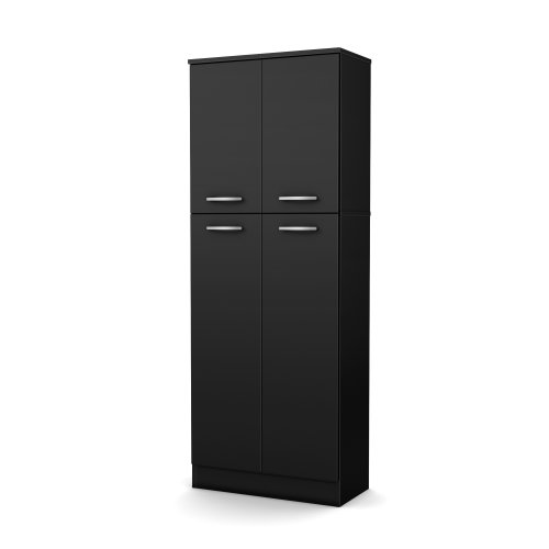 South Shore Axess 4-Door Storage Pantry, Pure Black