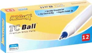promarx tc ball medium ballpoint stick pens, 1.0 mm, blue ink, 12-count